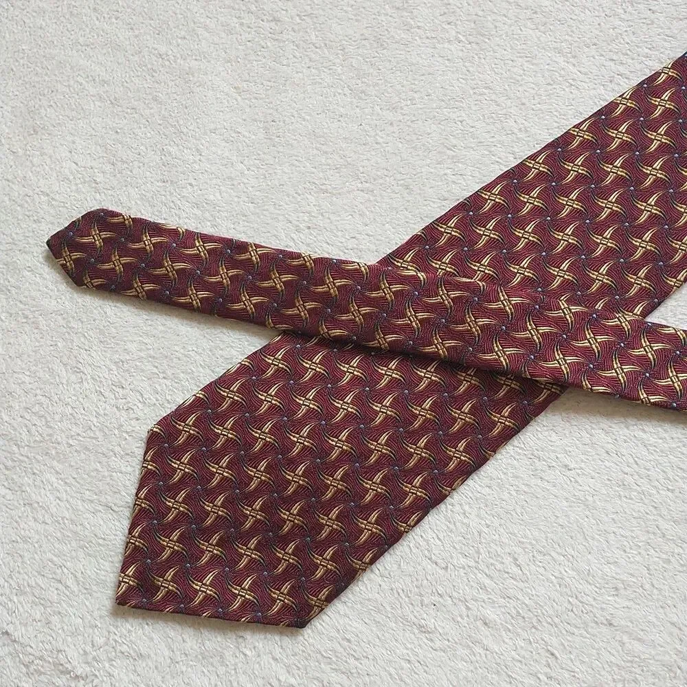 Robert Talbott Best Of Class Necktie Tie Silk Geometric Red Gold Jacquard 4x58